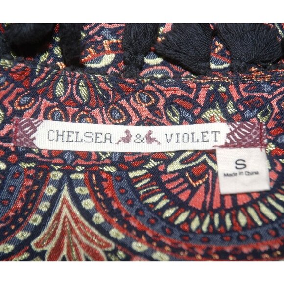 Chelsea & Violet Brocade Bolero Open Jacket Tassel Fringe Rich Colors Size S - Picture 9 of 11